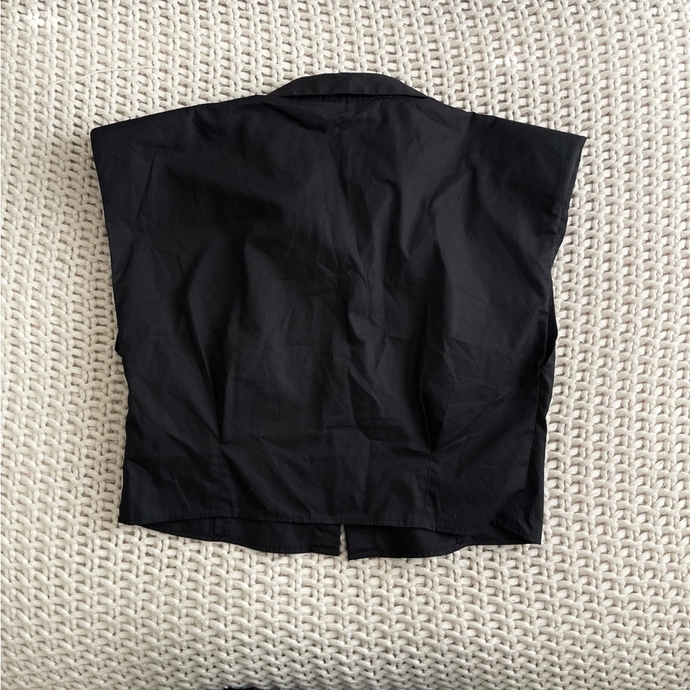 Zara Shoulder Pad Poplin Crop Shirt - Picture 7 of 8